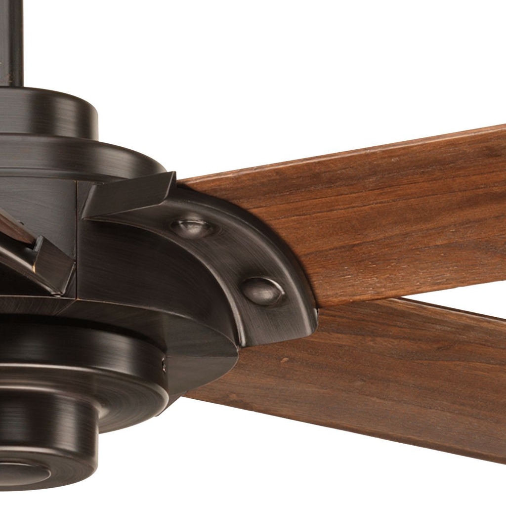 68" Antique Bronze Carved Wood Blade Ceiling Fan