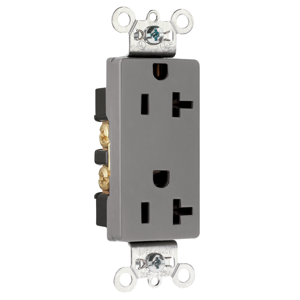 20A 125V Heavy Duty Specification Grade Decorator Duplex Receptacle, Gray