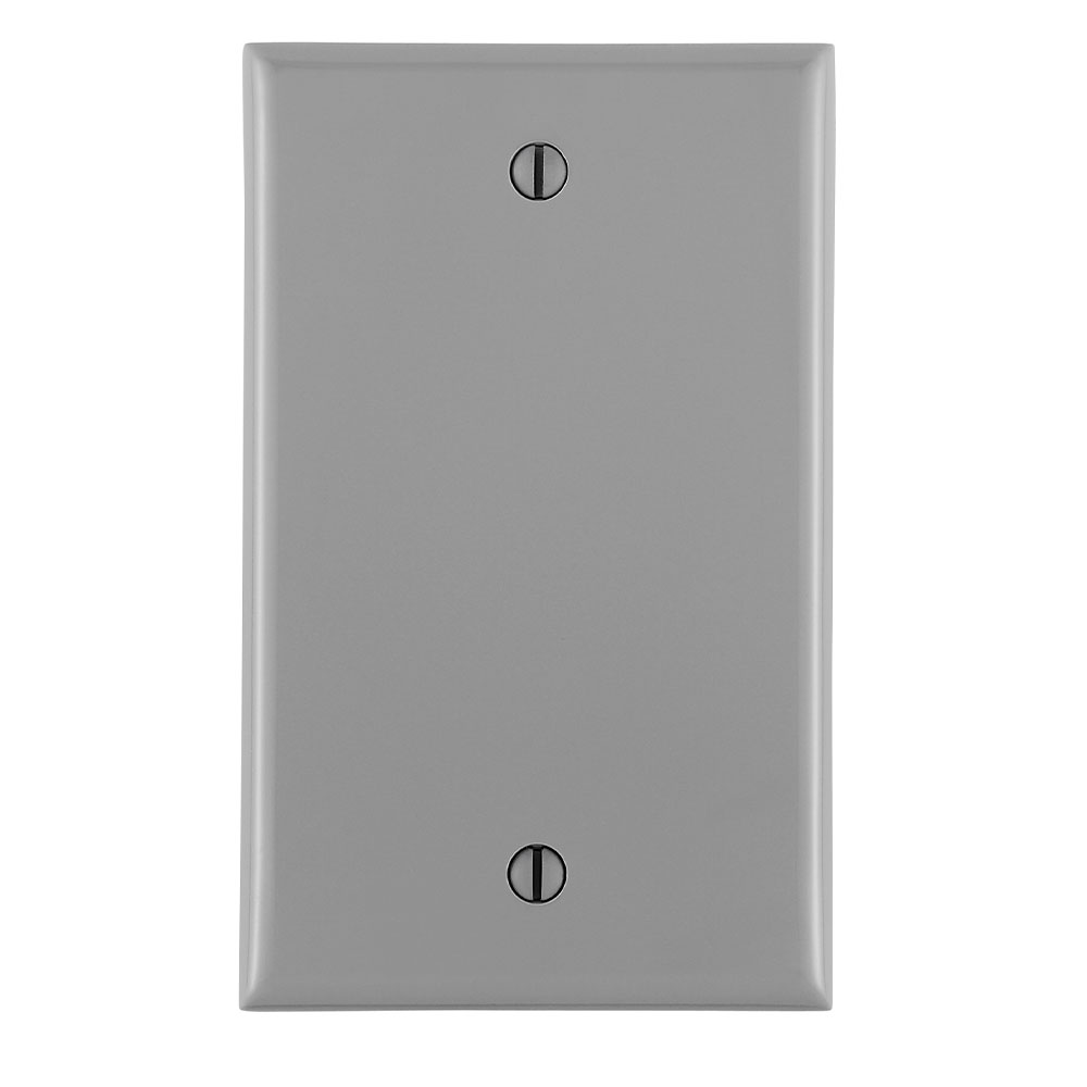 1-Gang Blank Wallplate, Standard Size, Thermoplastic Nylon, Gray