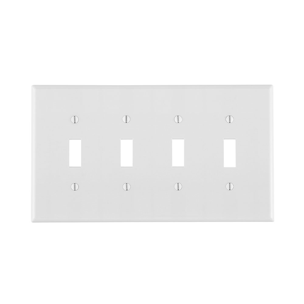 4-Gang Toggle Switch Wallplate, Midway Size, Thermoset, White