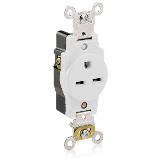 15 Amp Single Receptacle/Outlet, Industrial Grade, Self-Grounding
