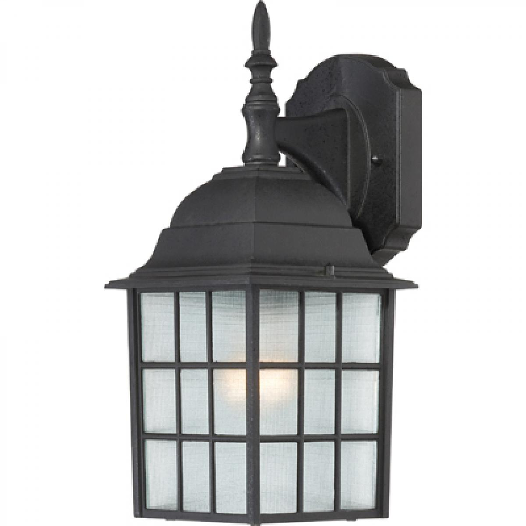 Adams - 1 Light 14" Wall Lantern with Frosted Glass - Textured Black Finish