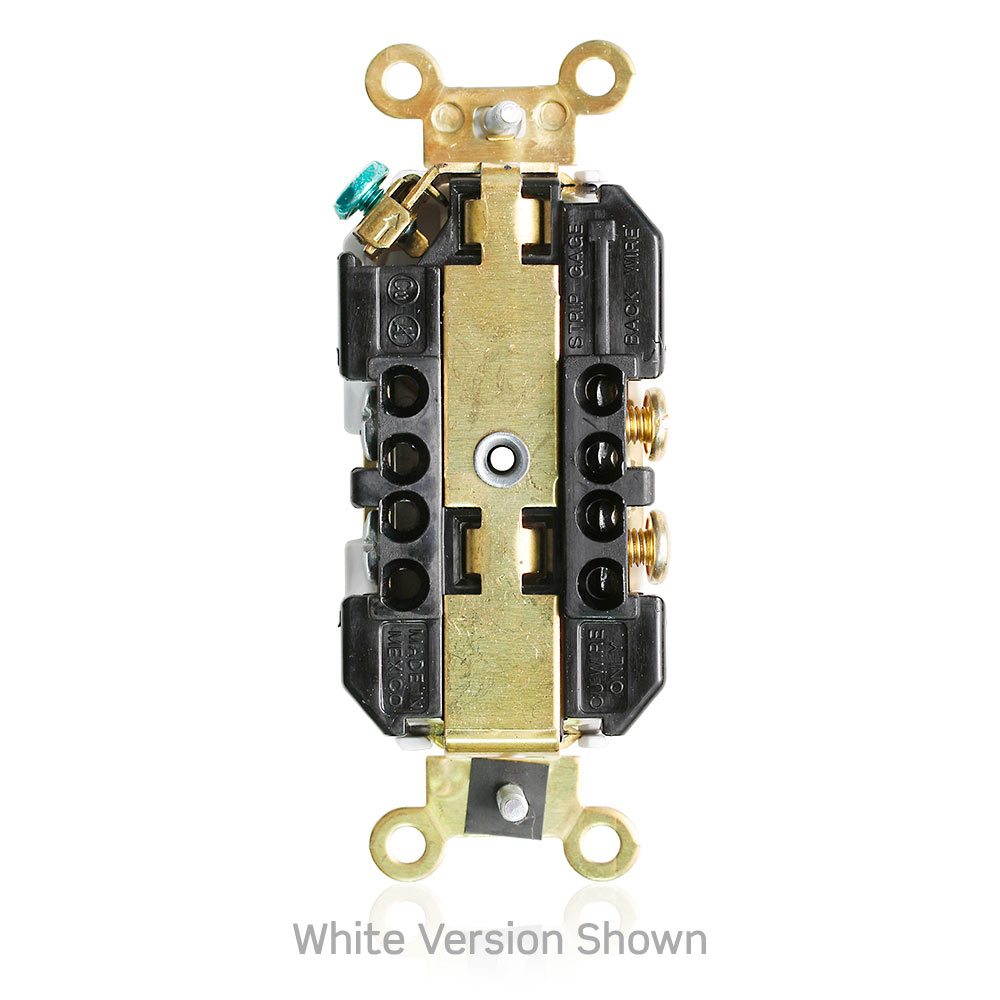 20 Amp Duplex Receptacle/Outlet, Industrial Grade, Tamper-Resistant, Self-Grounding
