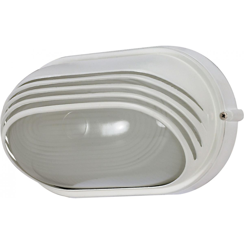 1 Light - 10" Oval Hood Bulkhead - Semi Gloss White Finish