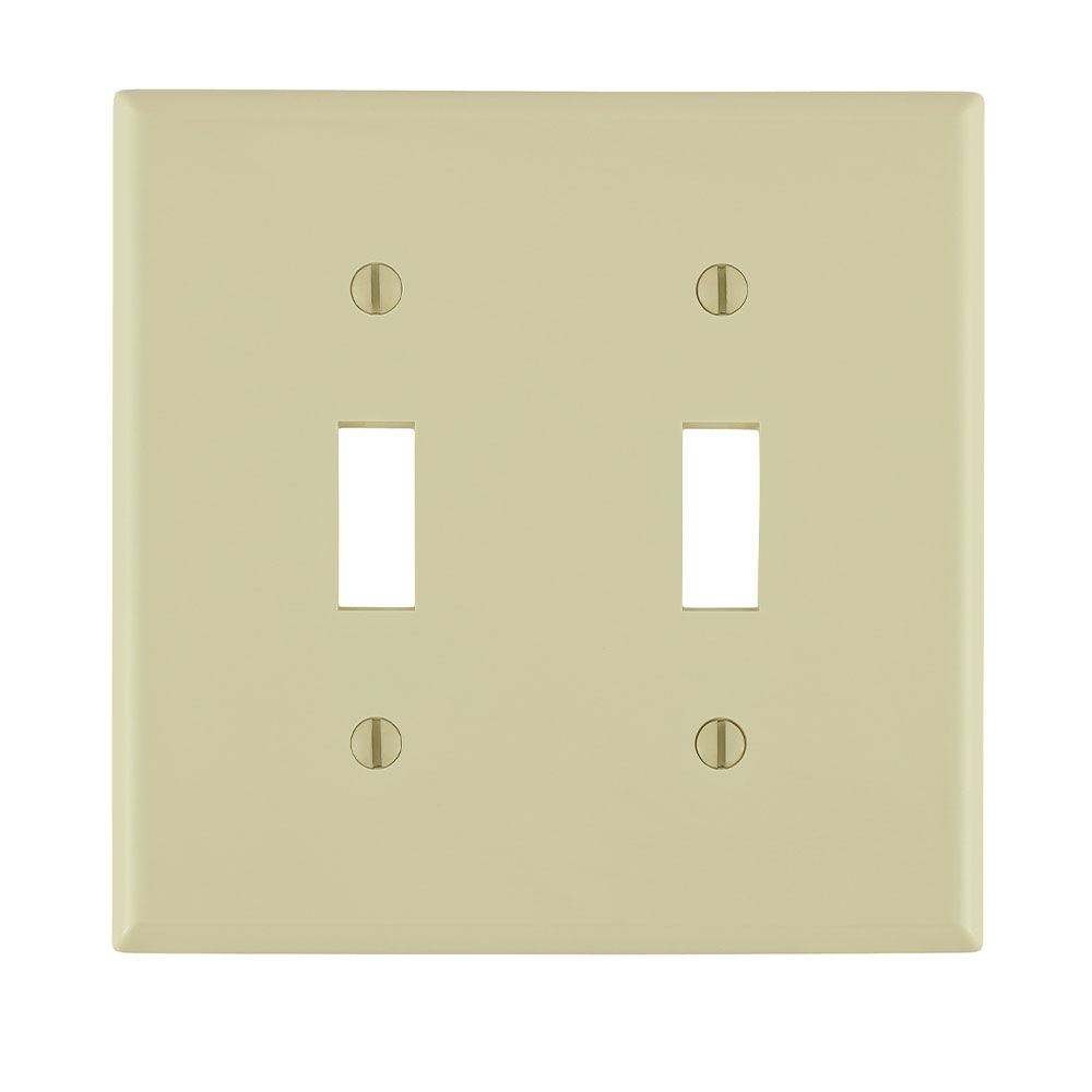 2-Gang Toggle Switch Wallplate, Standard Size, Thermoplastic Nylon, Ivory