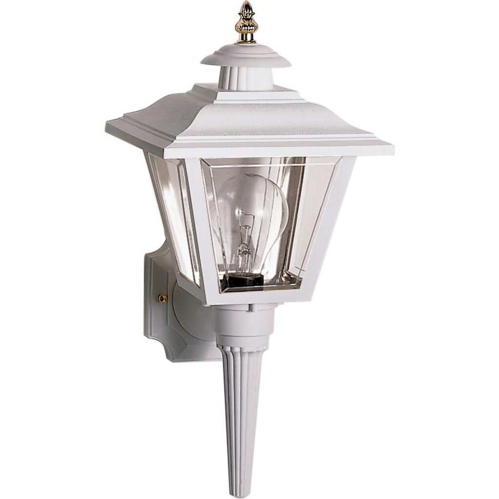1 Light - 17'' Coach Lantern with Brass Finial Acrylic Panels - White Finish