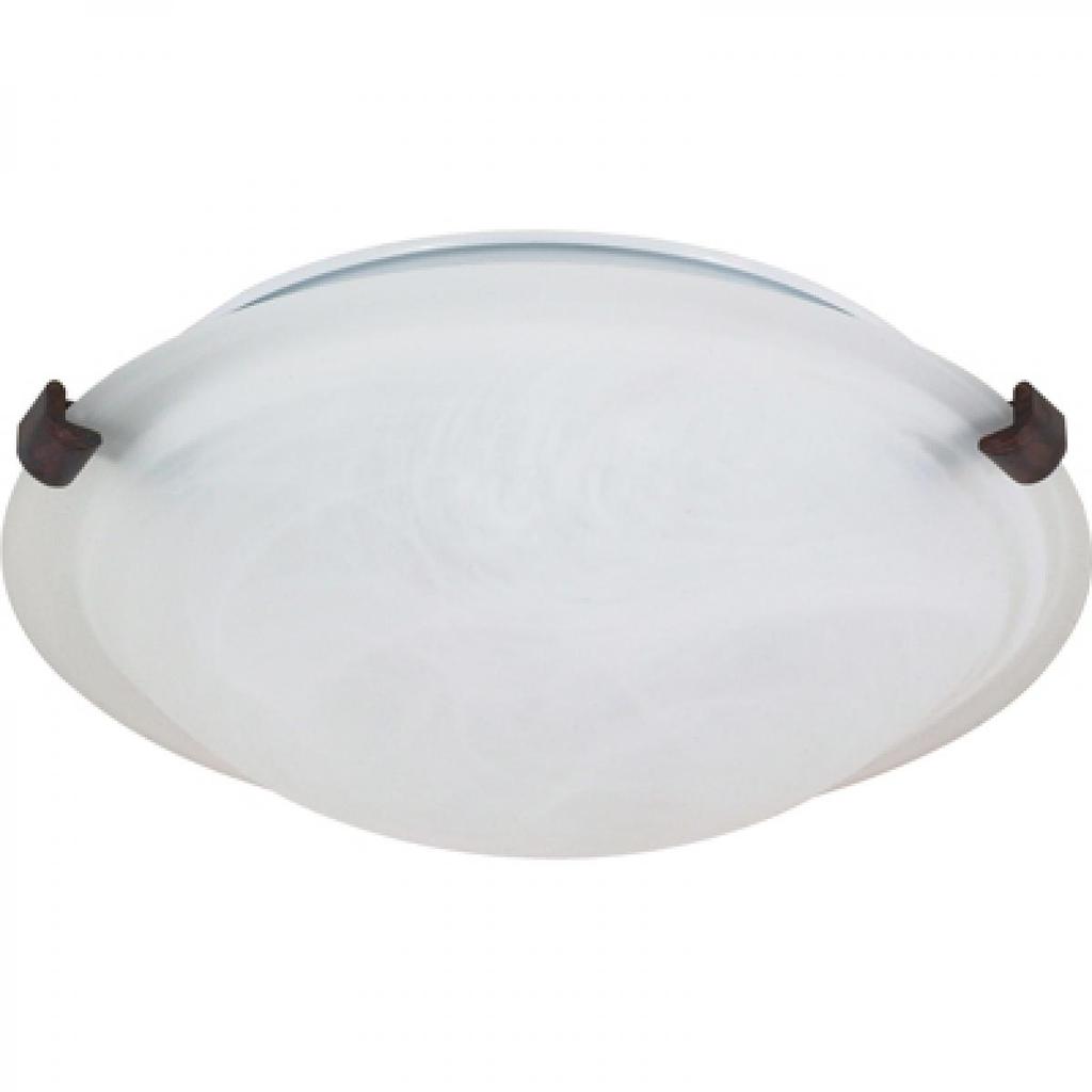 2 Light - 16" Flush with Alabaster Glass - Old Bronze Finish