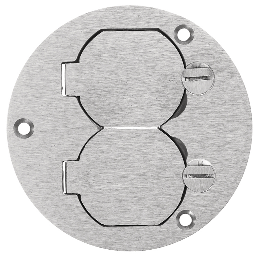 1-Gang Cover, Round, Duplex Flap, Aluminum