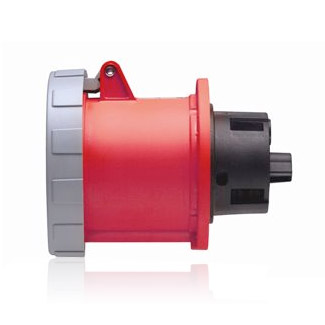 100 Amp, 277/480 Volt 3-Phase WYE, 4P, 5W, Outlet North American Pin & Sleeve Receptacle, Industrial Grade, IP67, Watertight - RED