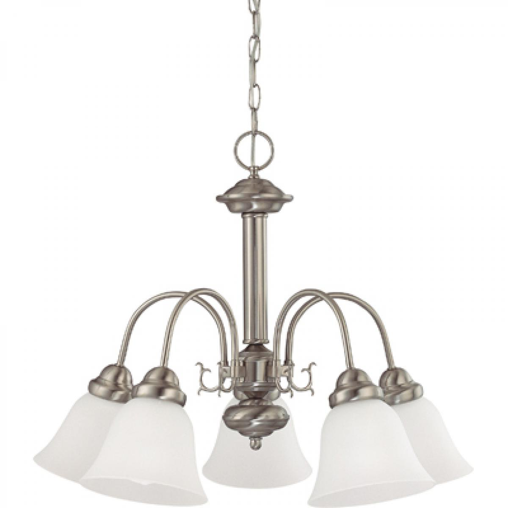 Ballerina - 5 Light Chandelier with Frosted White Glass - Brushed Nickel Finish