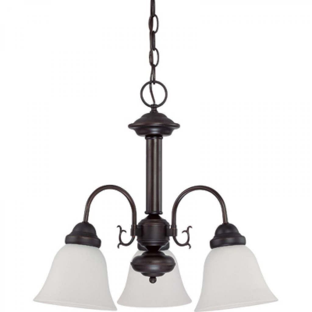 Ballerina - 3 Light Chandelier with Frosted White Glass - Mahogany Bronze Finish