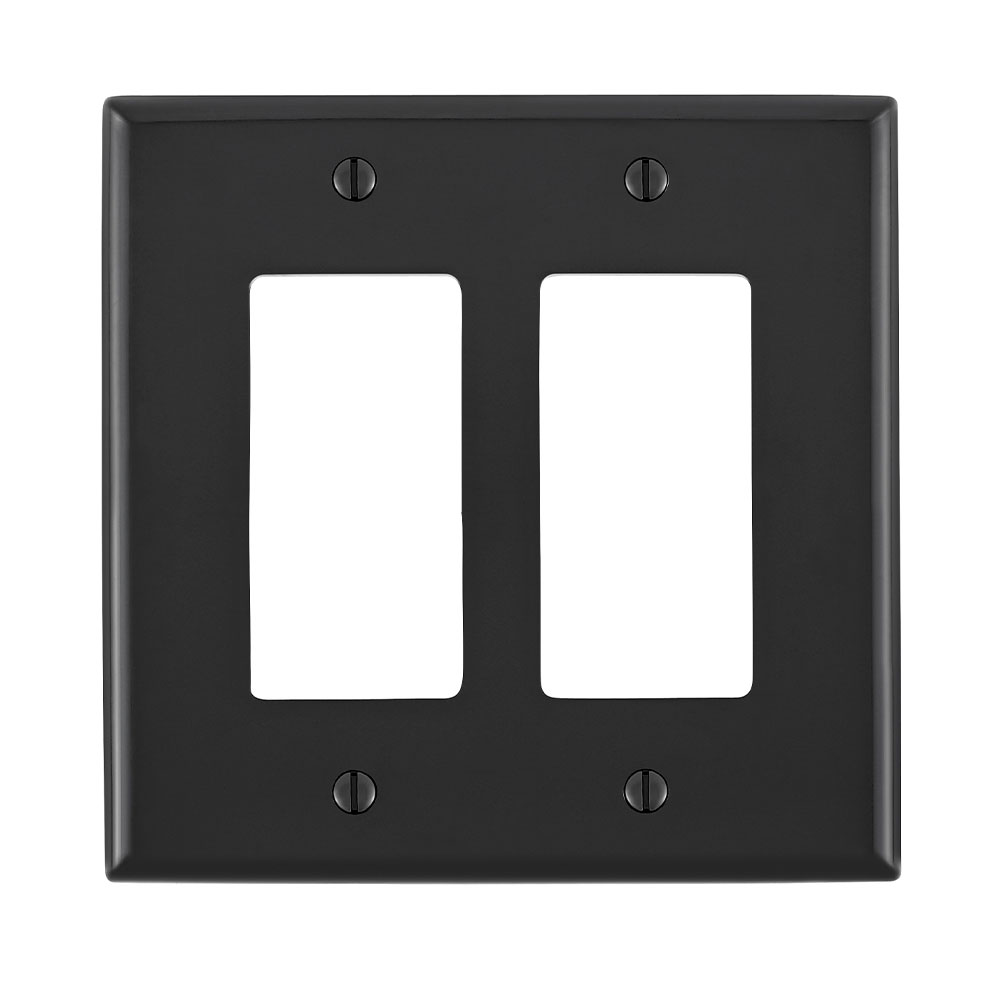2-Gang Decora/GFCI Device Wallplate, Midway Size, Thermoplastic Nylon, Black
