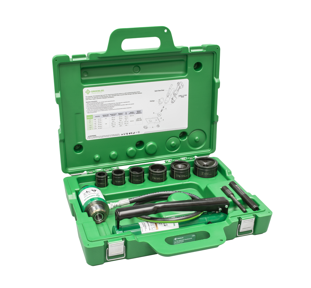 11-Ton Hydraulic Knockout Kit with Hand Pump and Standard Round 1/2" - 2"