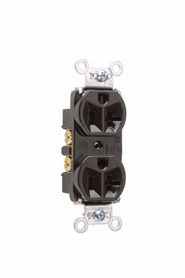 20A 125V Hard Use Spec-Grade Duplex Receptacle, Back and Side Wire, Brown