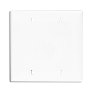 2-Gang Blank Wallplate, Standard Size, Thermoplastic Nylone, White