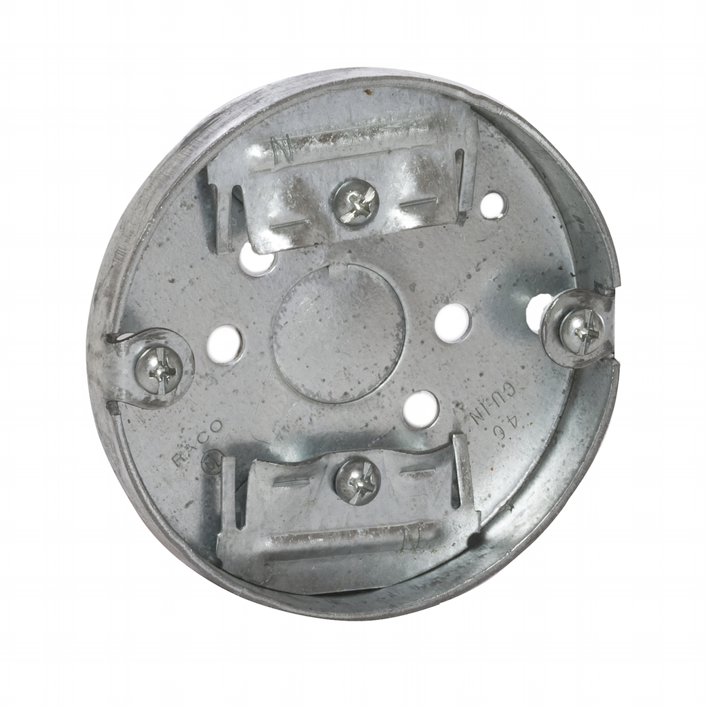 3-1/2 in. Round Ceiling Pan, Drawn, 1/2 in. Deep, One 1/2 in. KO and NMSC Clamps