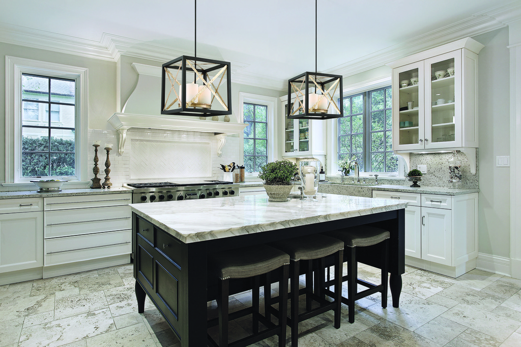 Boxer - 4 Light Pendant with Satin White Glass - Matte Black Finish with Antique Silver Accents