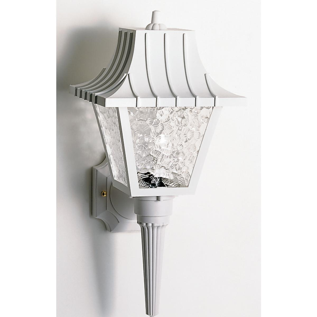 1 Light - 18" Mansard Lantern withTextured Acrylic Panels - White Finish