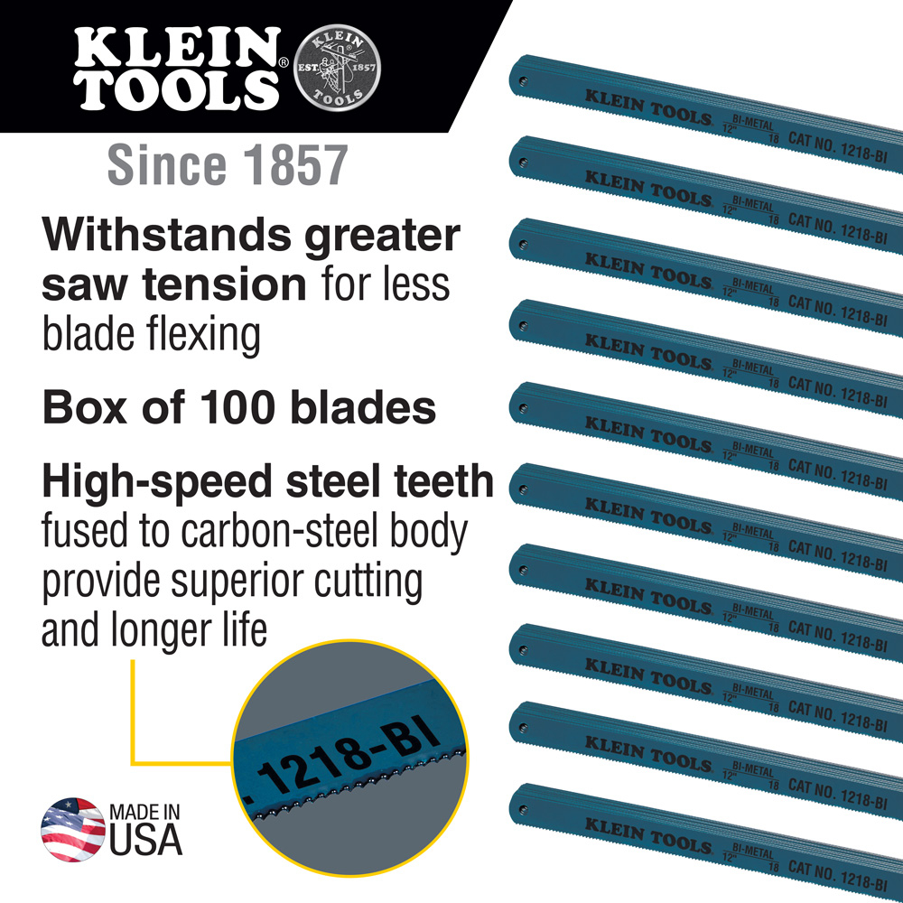 Bi-Metal Blades, 18 TPI, 12-Inch, 100-Pack
