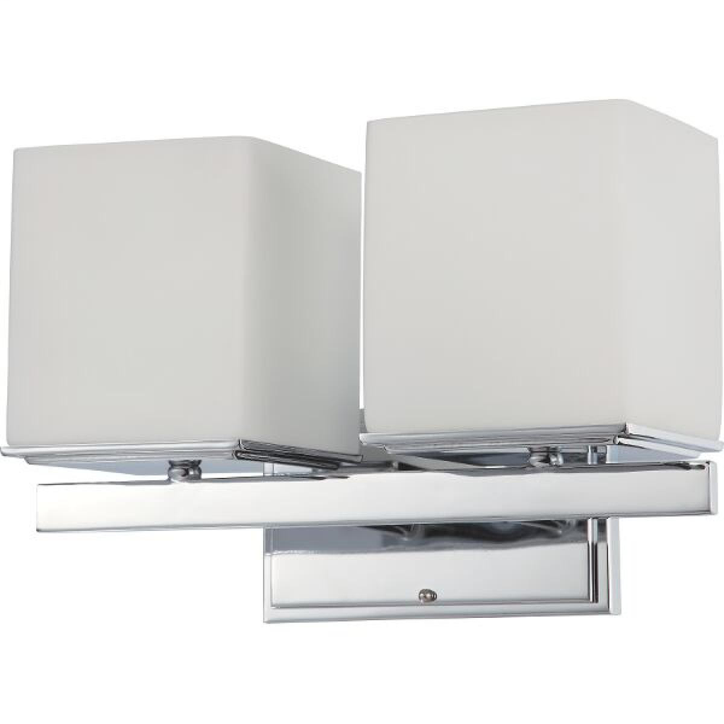 Bento - 2 Light Vanity with Satin White Glass - Polished Chrome Finish