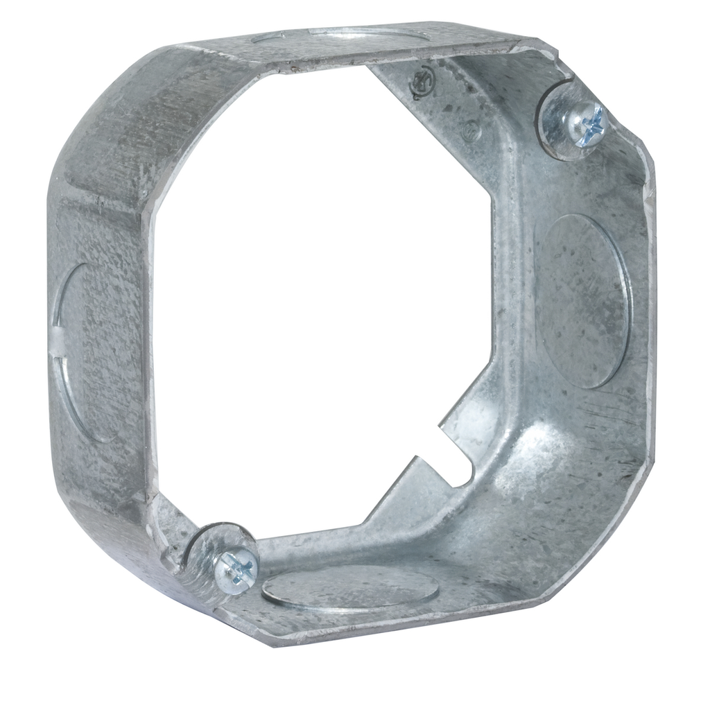 4 in. Octagon Extension Ring, Drawn, 1-1/2 in. Deep, Four 3/4 in. KO's