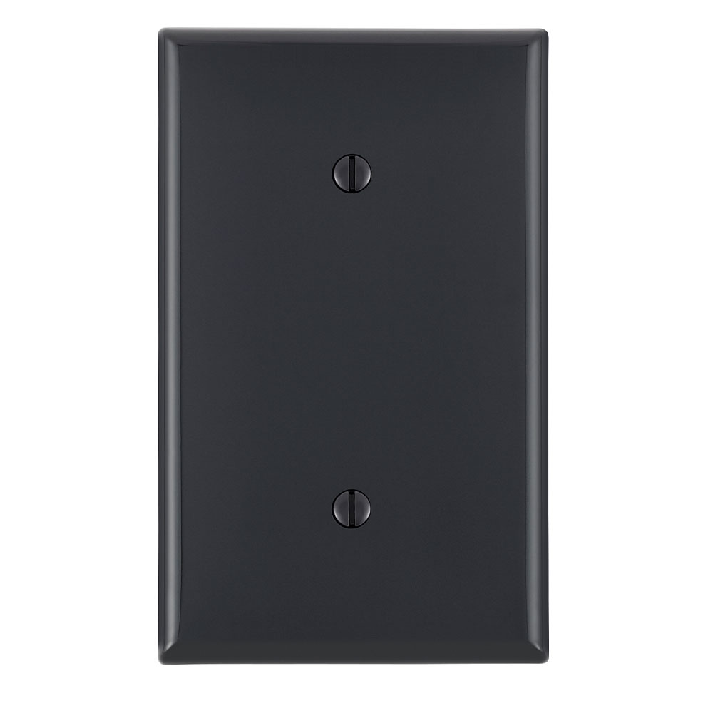 1-Gang Blank Wallplate, Standard Size, Thermoplastic Nylon, Black