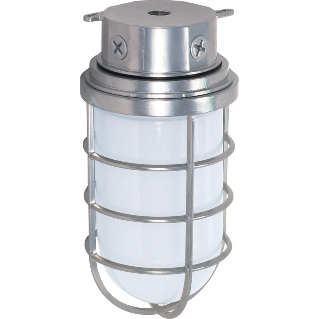 1 Light - 10" Vapor Proof - Surface Mount with Frosted Glass - Metallic Silver Finish