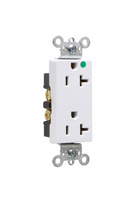 20A 125V Heavy Duty Hospital-Grade Decorator Duplex Receptacle, White