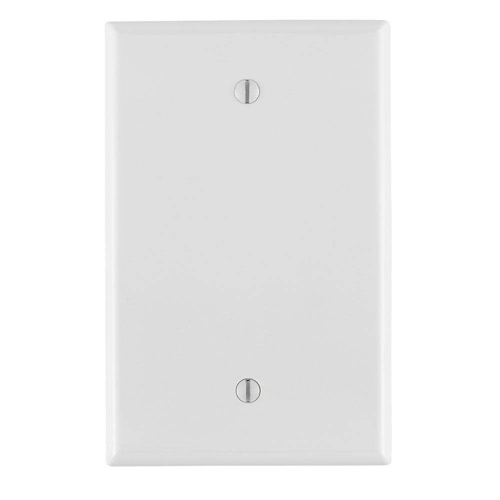 1-Gang Blank Wallplate, Midway Size, Thermoplastic Nylon, White