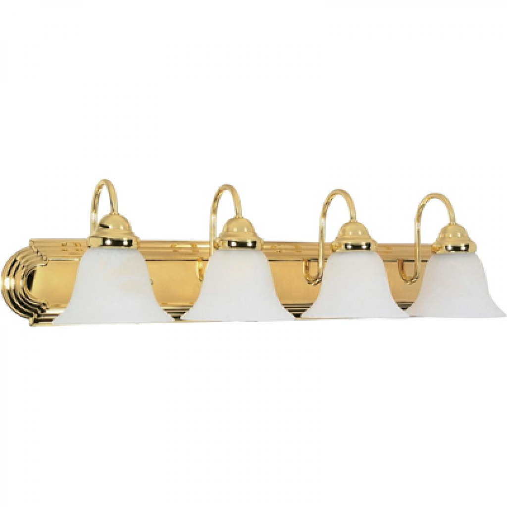 Ballerina - 4 Light 30" Vanity with Alabaster Glass - Polished Brass Finish