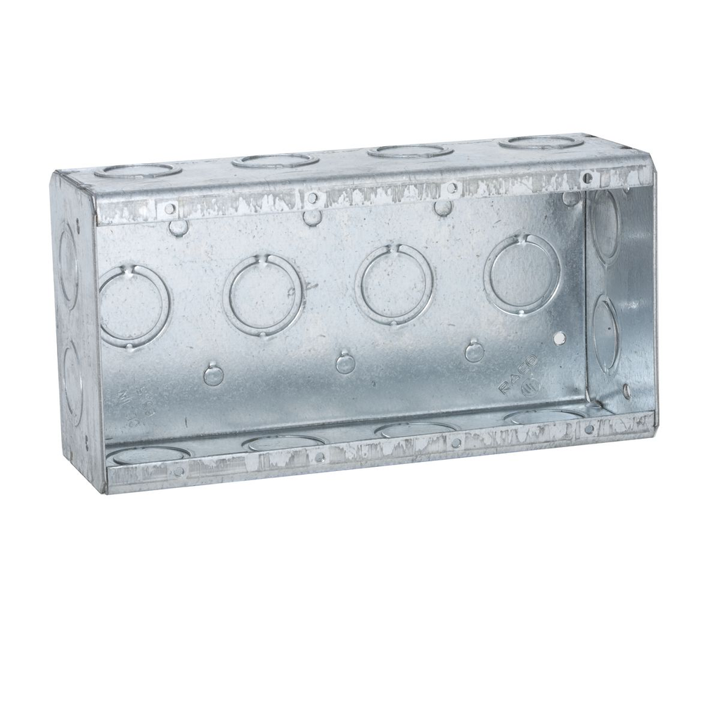 4-Gang Masonry Box, Nongangable, 2-1/2 in. Deep, Sixteen Concentric KO’s