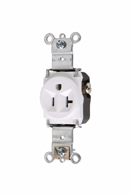 20A 125V Heavy Duty Spec-Grade Single Receptacle, Back and Side Wire, White