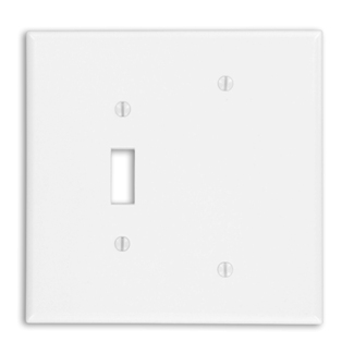 2-Gang Combination, 1-Toggle 1-Blank Wallplate, Oversized, Thermoset, White