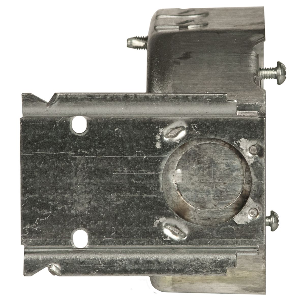 4 in. Octagon Box, Drawn, 1-1/2 in. Deep, Three 1/2 in. KO's & NMSC Clamps, J Bracket