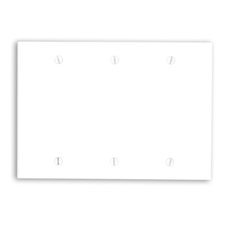 3-Gang Blank Wallplate, Standard Size, Thermoset, White