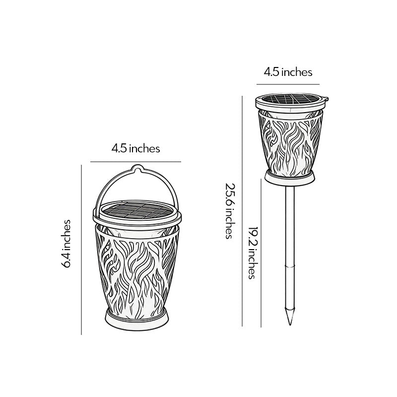 【4 PCS】Hanging Landscape Lights Solar Flame Outdoor Decoration Light