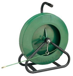 250 ft Fiberglass Fish Tape -3/16" wide, Reel Stand included (76.2 m × 4.8 mm)