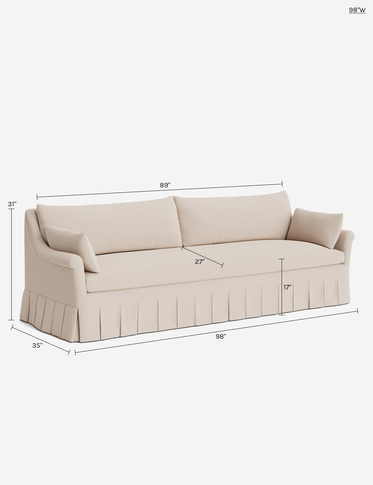 Portola Rolled Arm Pleated Sofa