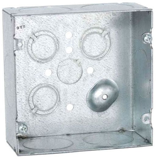 4-11/16 In Square Box Welded, 2-1/8 In Deep with One 1/2 In