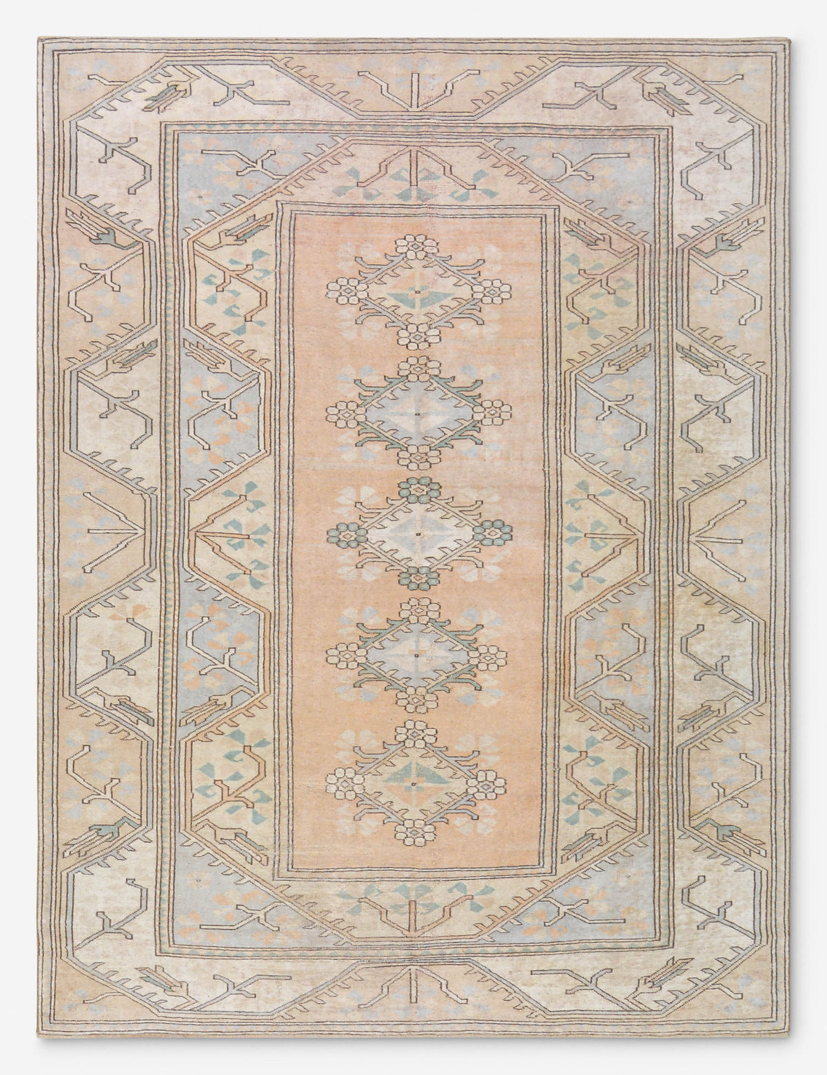 Vintage Turkish Hand-Knotted Wool Rug No. 468, 6' 5" x 9'