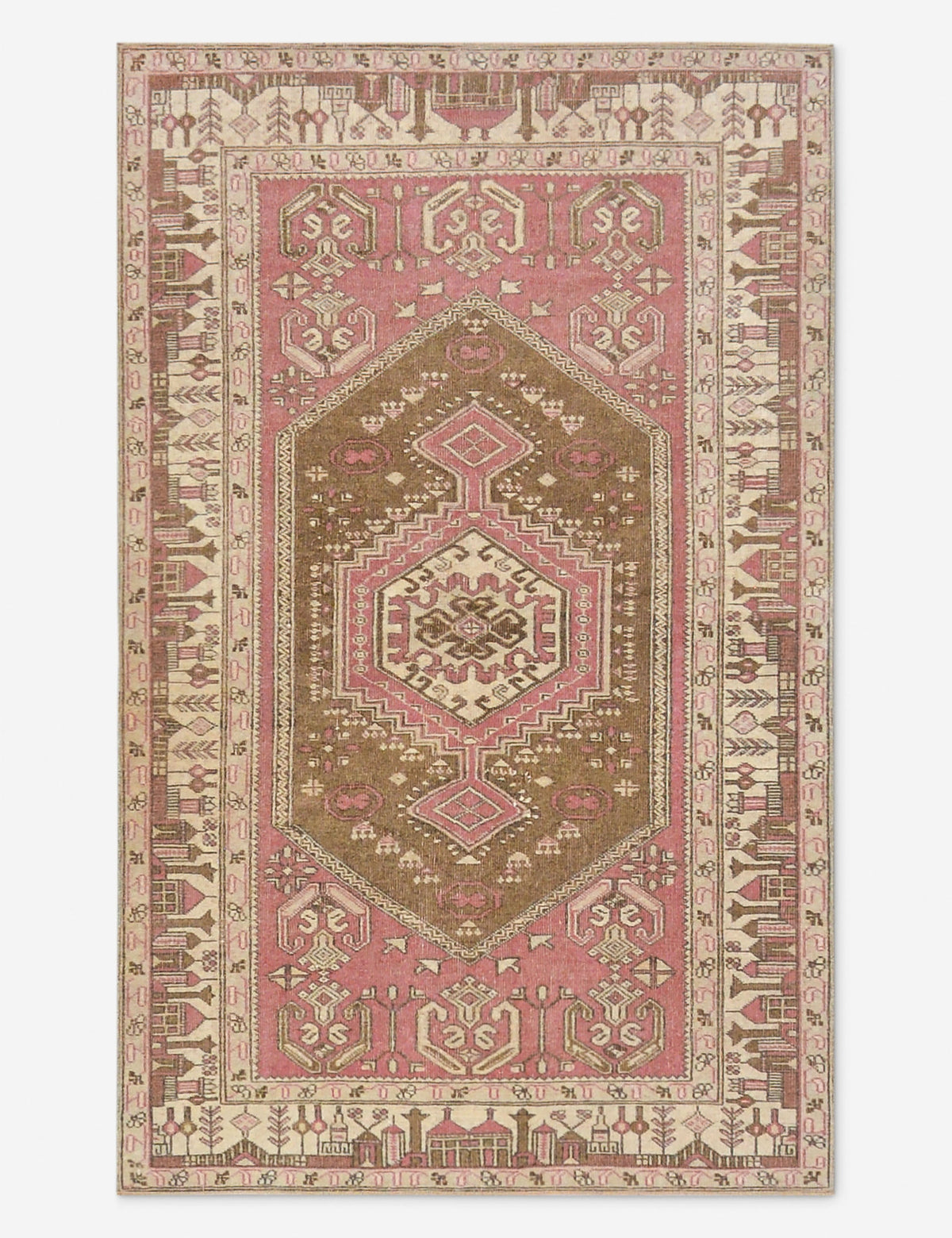 Vintage Turkish Hand-Knotted Wool Rug No. 524, 3' 5" X 5' 7"