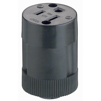 15 Amp, 125 Volt, NEMA 5-15R, 2-Pole, 3-Wire, Connector, Straight Blade, Residential Grade, Grounding, Black