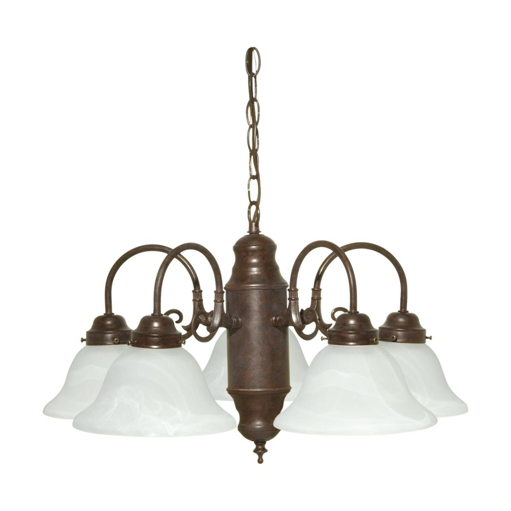 5 Light - Chandelier with Alabaster Glass - Old Bronze Finish