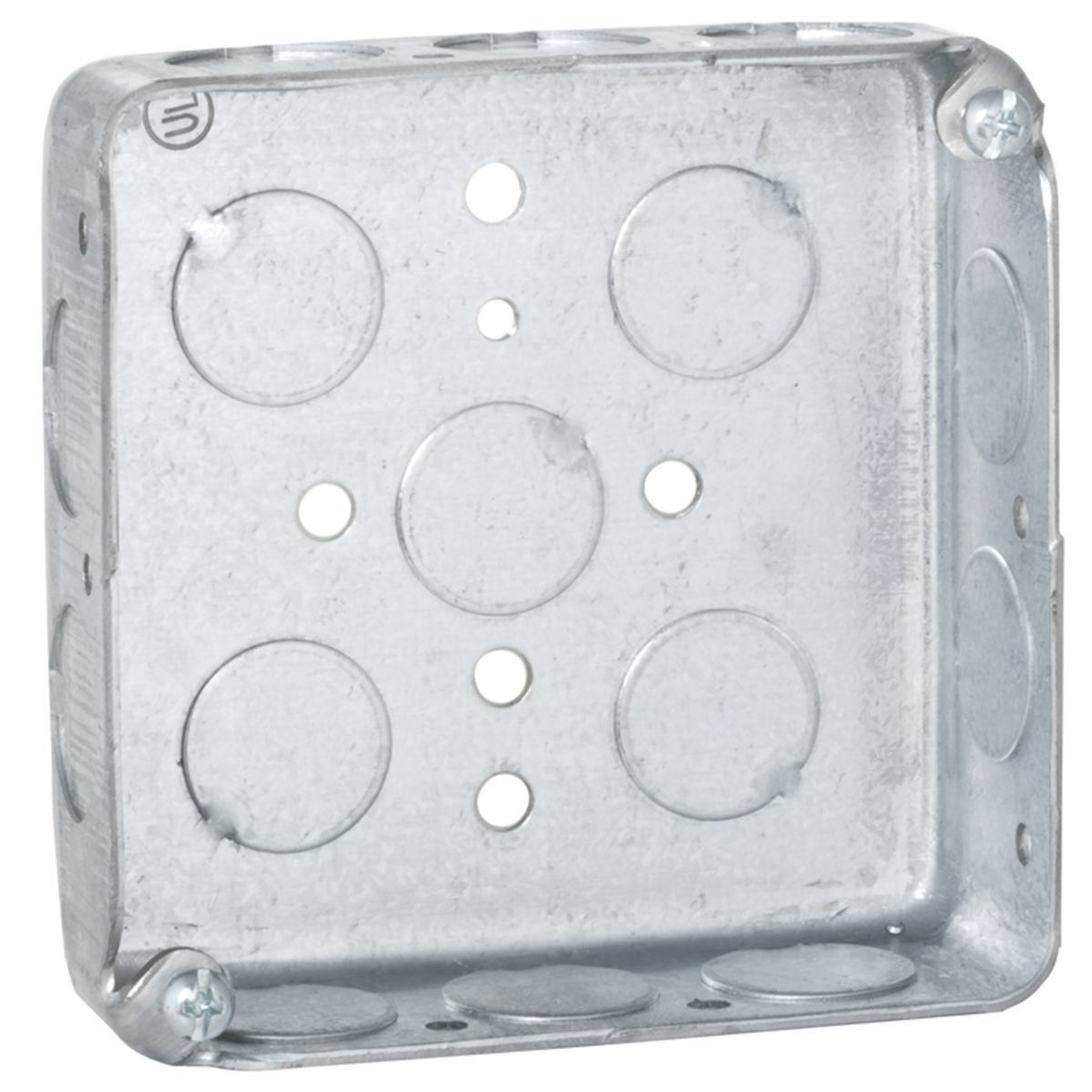 4 in. Square Box, Drawn, 1-1/4 in. Deep with Fifteen 1/2 in. KO's