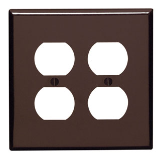 2-Gang Duplex Outlet/Receptacle Wallplate, Midway Size, Thermoset, Brown