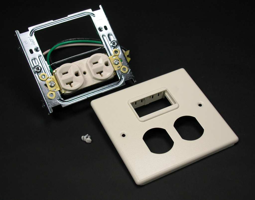 4047 Two-Gang Cover One Duplex Receptacle Installed Series II Mini Adapter