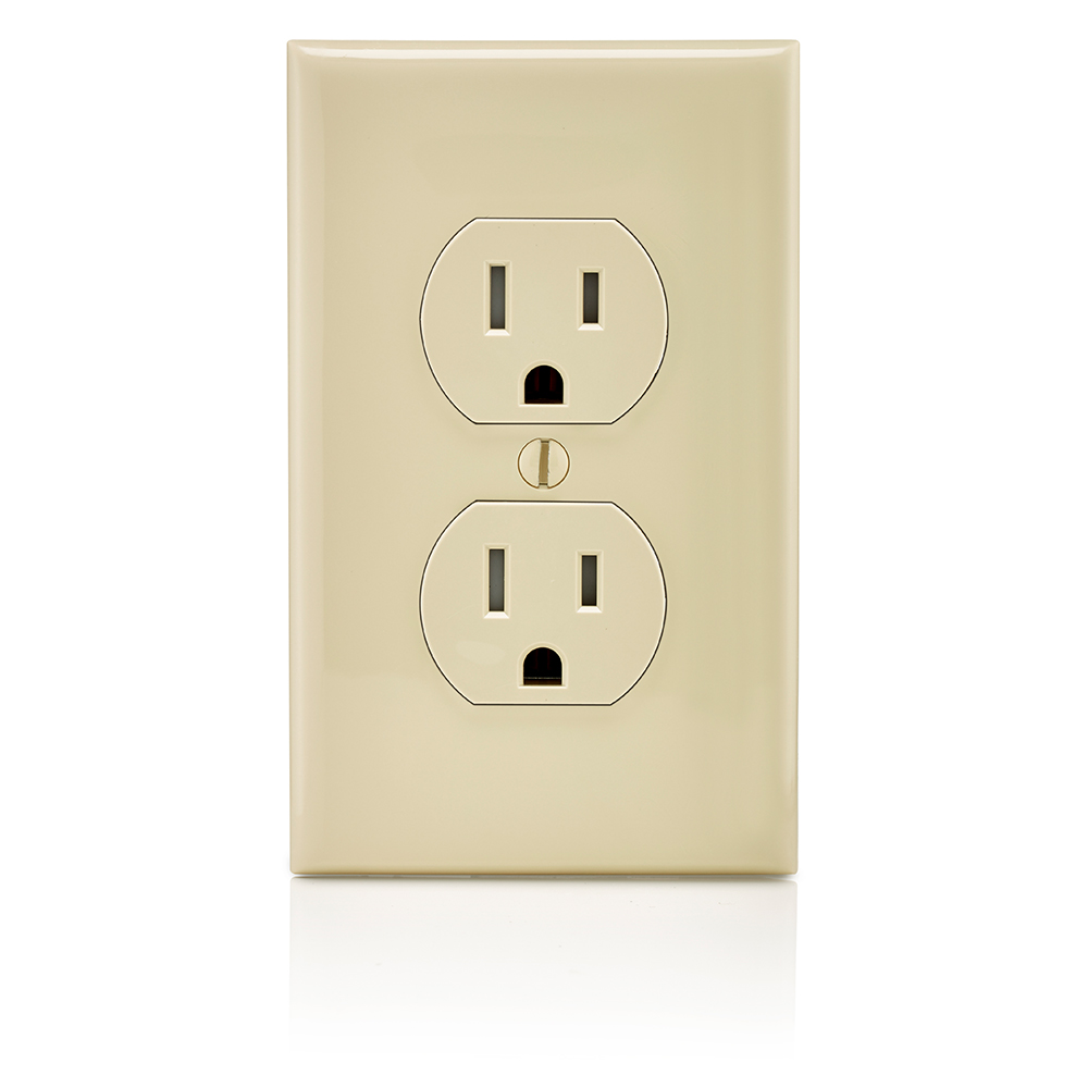15 Amp Tamper-Resistant Duplex Outlet/Receptacle, Grounding, Ivory