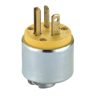 20 Amp, 250 Volt, 2P 3W, Grounding Plug, Straight Blade, Commercial Grade, Armored, Steel