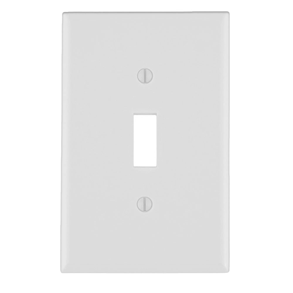 1-Gang Toggle Switch Wallplate, Standard Size, Thermoset, White
