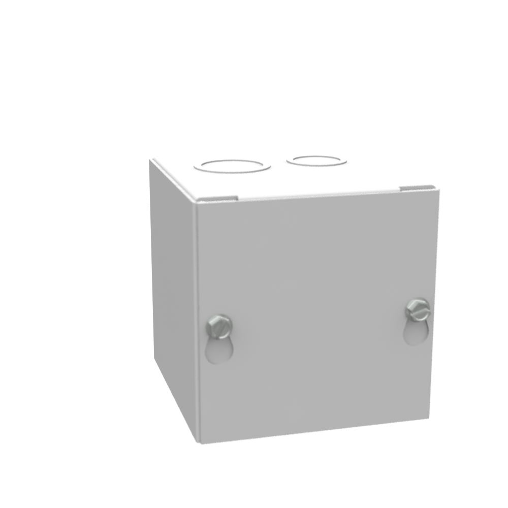 4X4X4 Screw Cover Type 1 UL Steel KOs Gray Cover w/Teardrop Slots Holes In Back